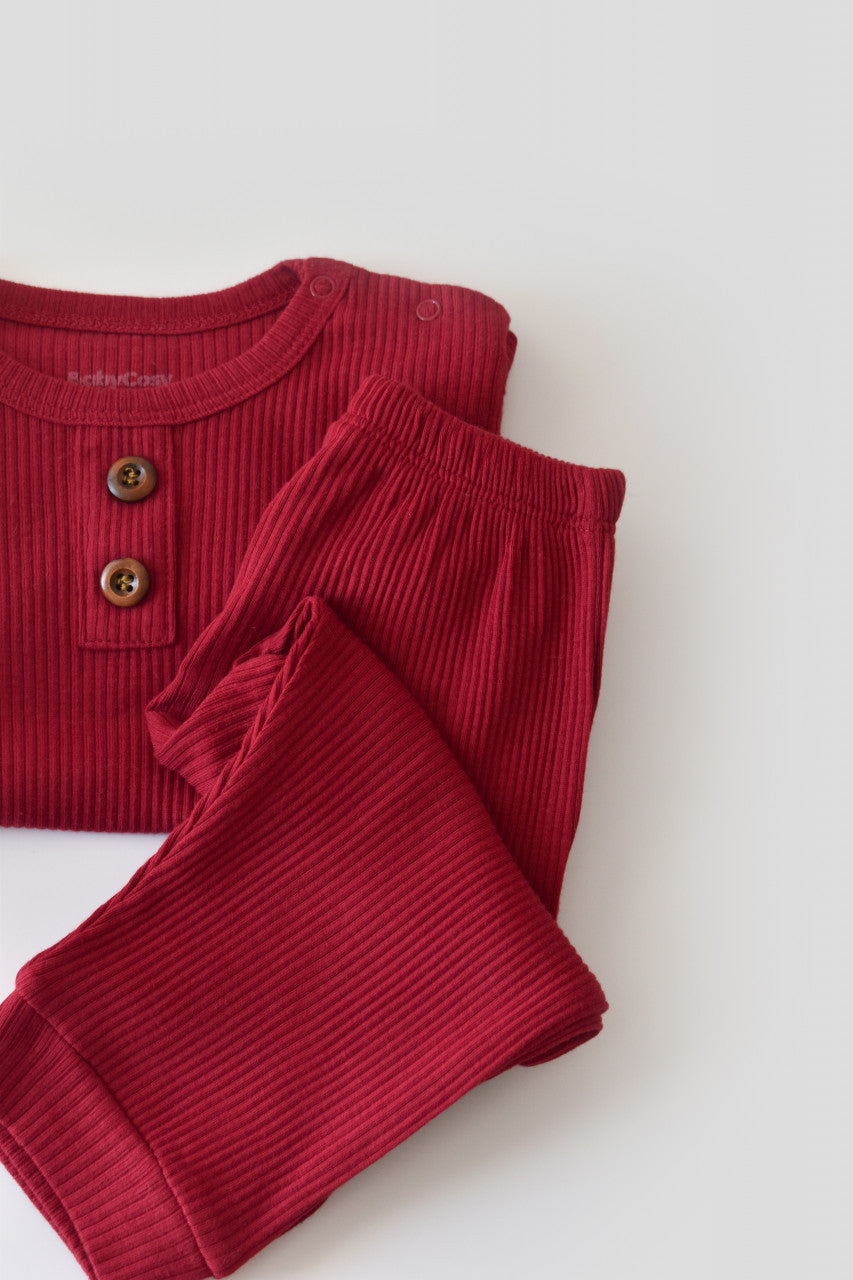 Set bluzita cu maneca lunga si pantaloni lungi din bumbac organic si modal -  BabyCosy