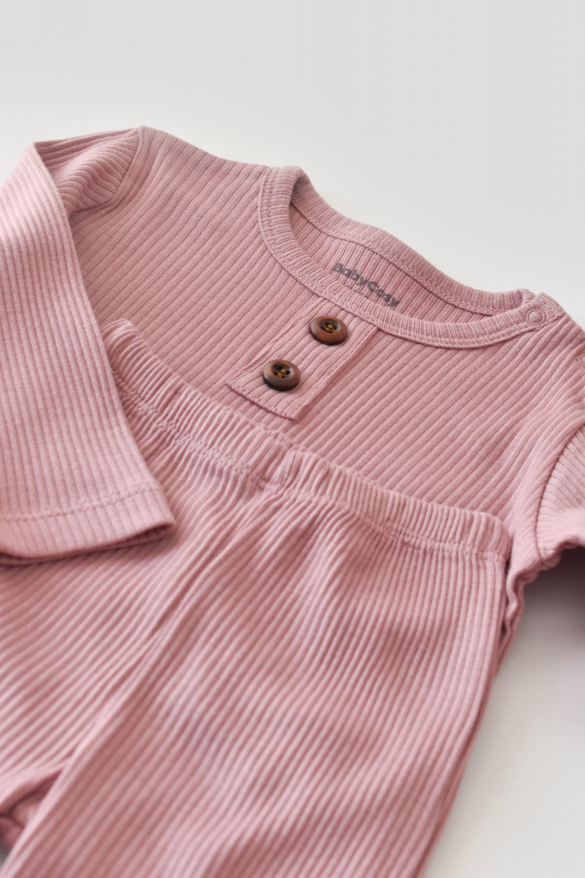 Set bluzita cu maneca lunga si pantaloni lungi din bumbac organic si modal -  BabyCosy