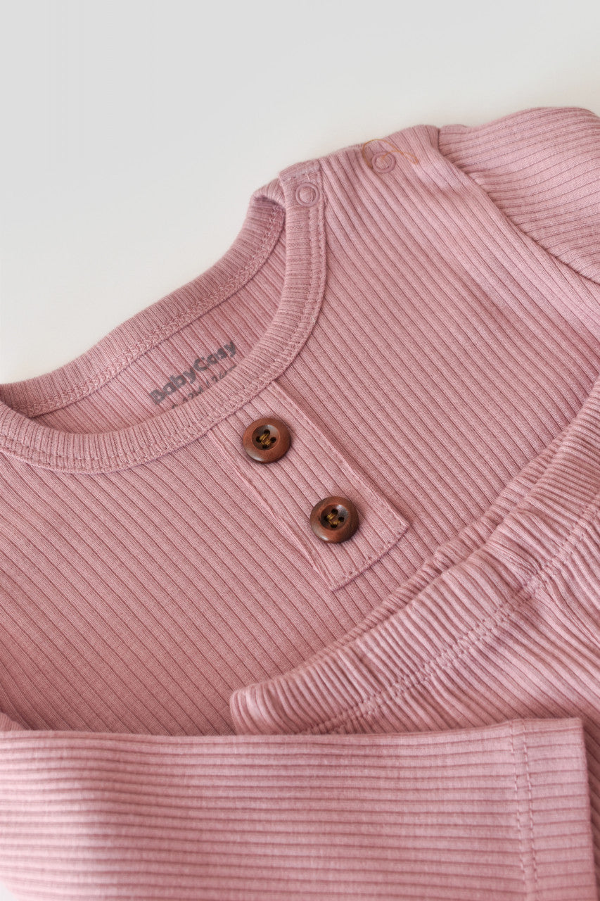 Set bluzita cu maneca lunga si pantaloni lungi din bumbac organic si modal -  BabyCosy