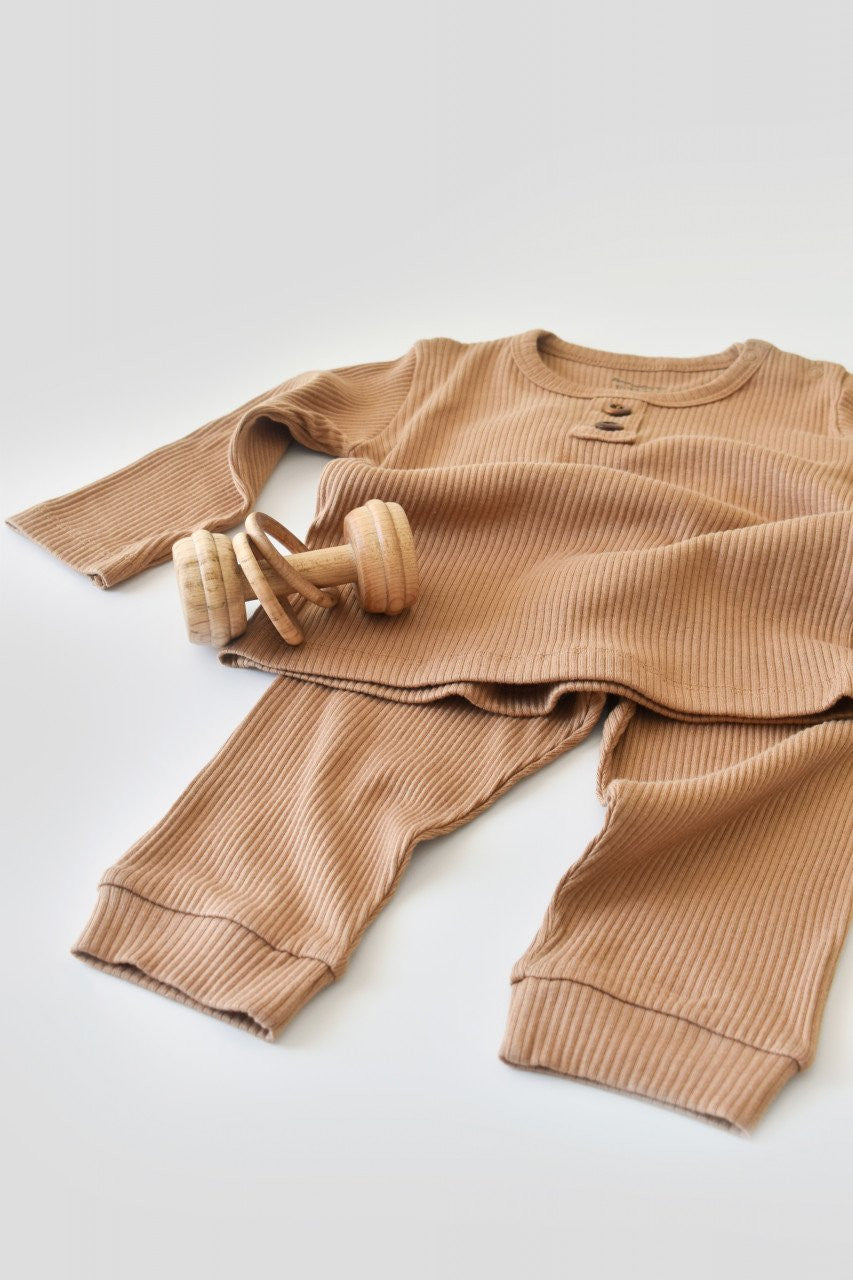 Set bluzita cu maneca lunga si pantaloni lungi din bumbac organic si modal -  BabyCosy