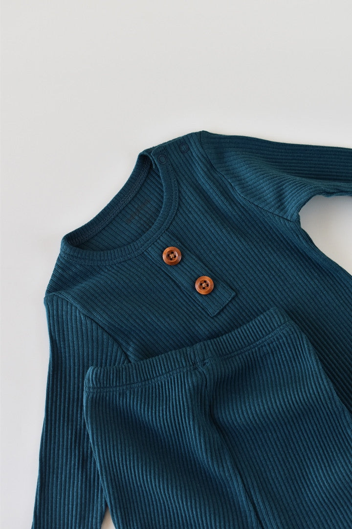 Set bluzita cu maneca lunga si pantaloni lungi din bumbac organic si modal -  BabyCosy