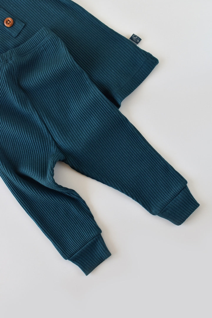 Set bluzita cu maneca lunga si pantaloni lungi din bumbac organic si modal -  BabyCosy