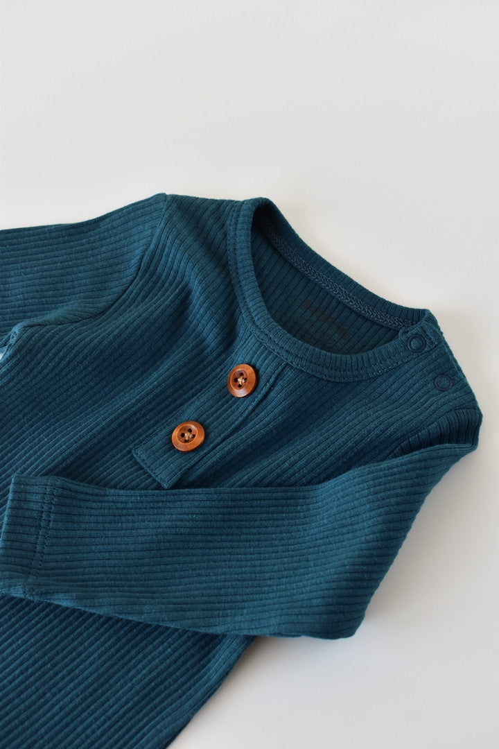 Set bluzita cu maneca lunga si pantaloni lungi din bumbac organic si modal -  BabyCosy