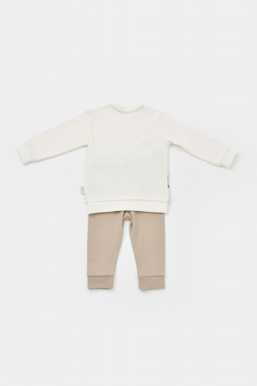 Set bluzita cu maneca lunga si pantaloni lungi din bumbac organic si modal -  BabyCosy