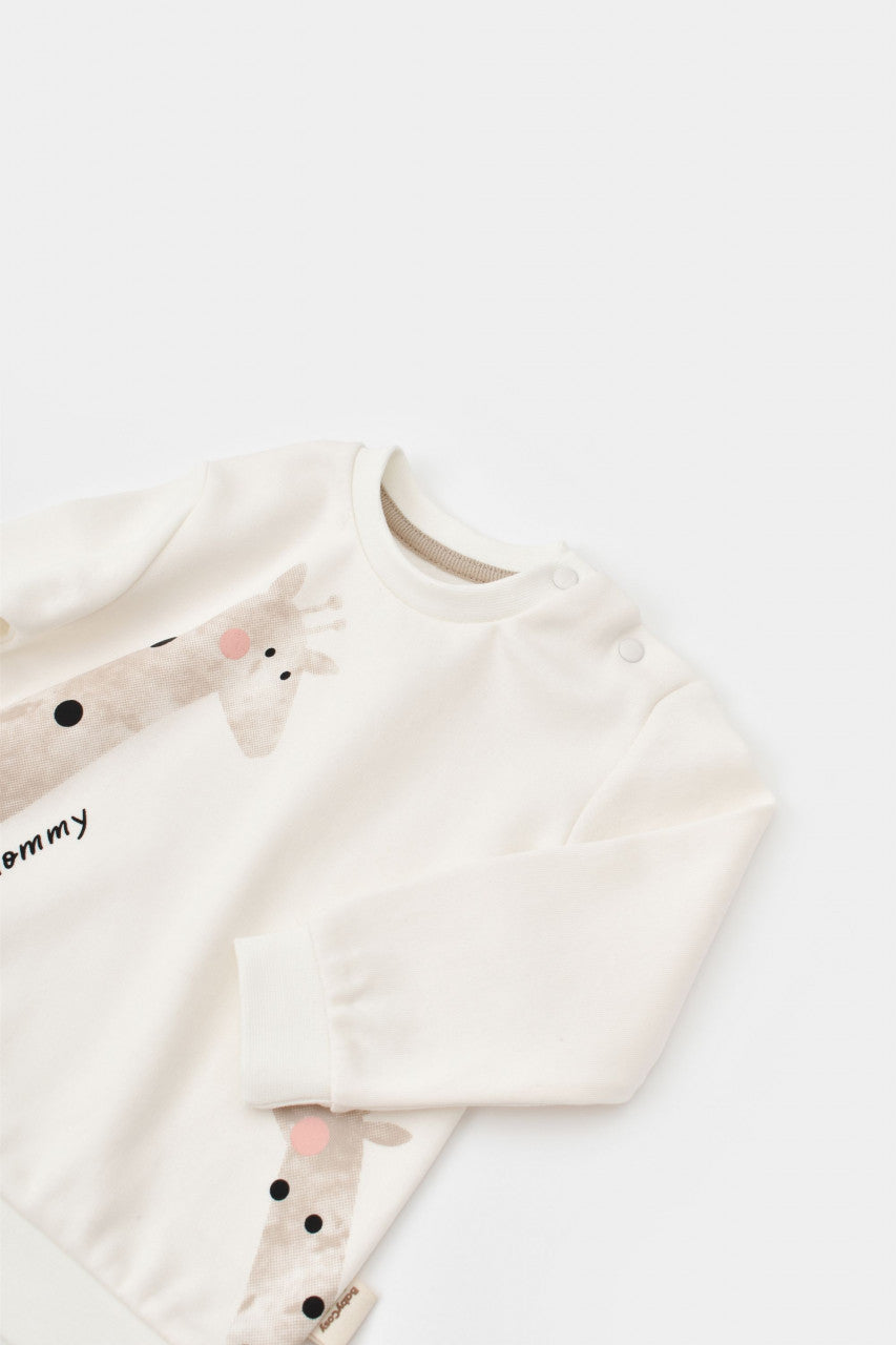 Set bluzita cu maneca lunga si pantaloni lungi din bumbac organic si modal -  BabyCosy