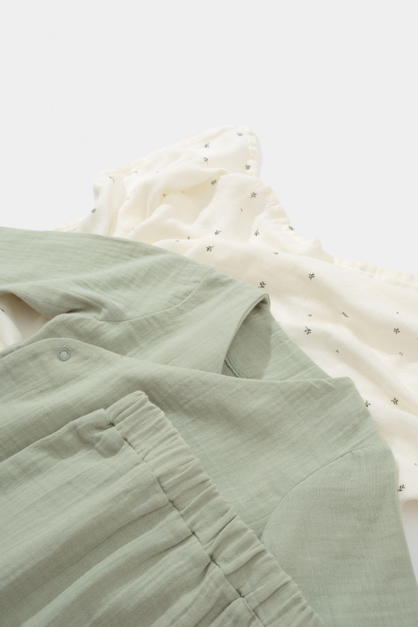 Set bluzita petrecuta si pantaloni lungi din muselina, BabyCosy, 100% bumbac organic,