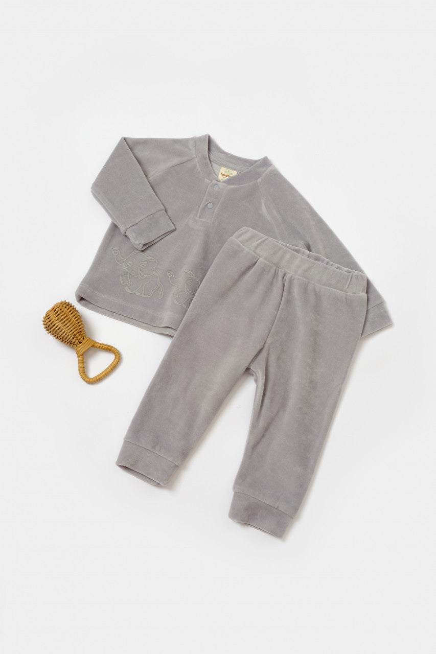 Set bluzita si pantaloni Elefant, 80%bumbac organic si 20% poliester - , BabyCosy