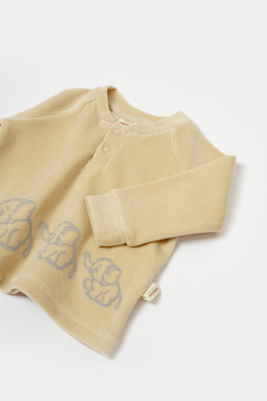 Set bluzita si pantaloni Elefant, 80%bumbac organic si 20% poliester - , BabyCosy