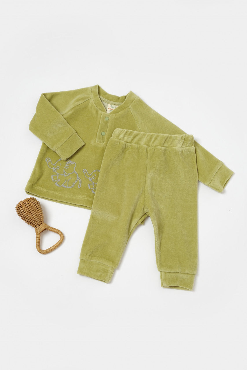 Set bluzita si pantaloni Elefant, 80%bumbac organic si 20% poliester - , BabyCosy