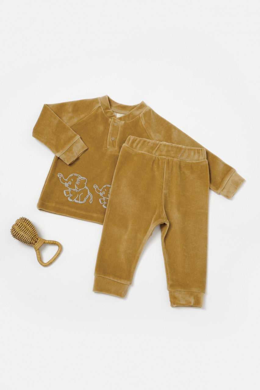 Set bluzita si pantaloni Elefant, 80%bumbac organic si 20% poliester - , BabyCosy