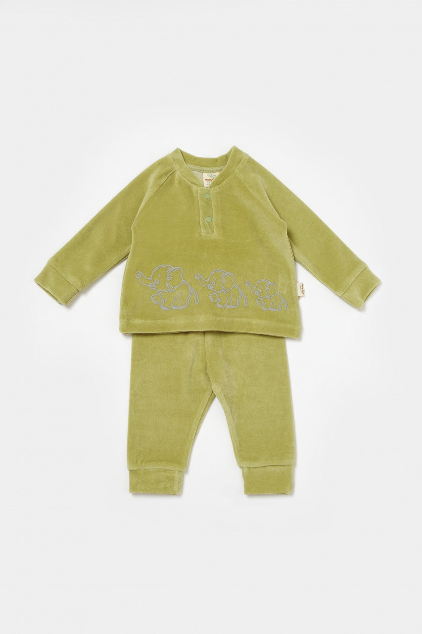 Set bluzita si pantaloni Elefant, 80%bumbac organic si 20% poliester - , BabyCosy