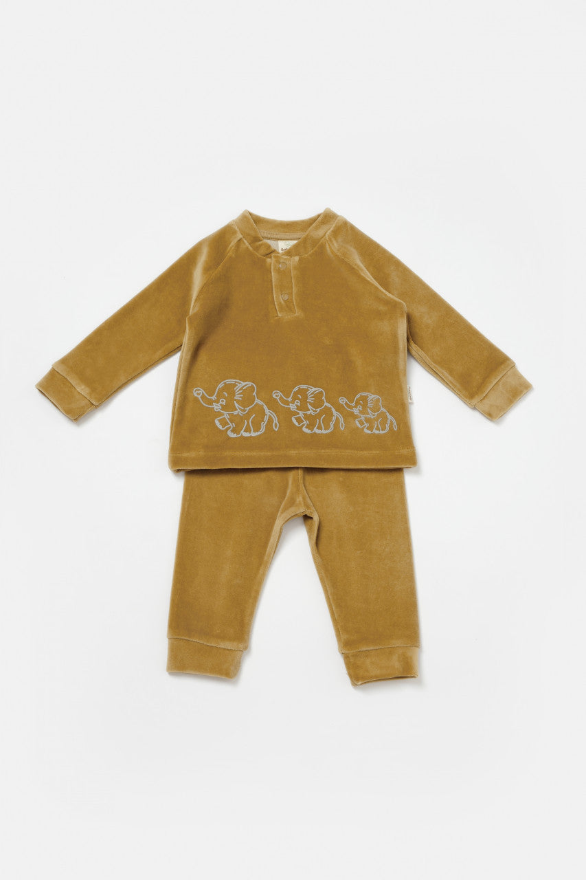 Set bluzita si pantaloni Elefant, 80%bumbac organic si 20% poliester - , BabyCosy