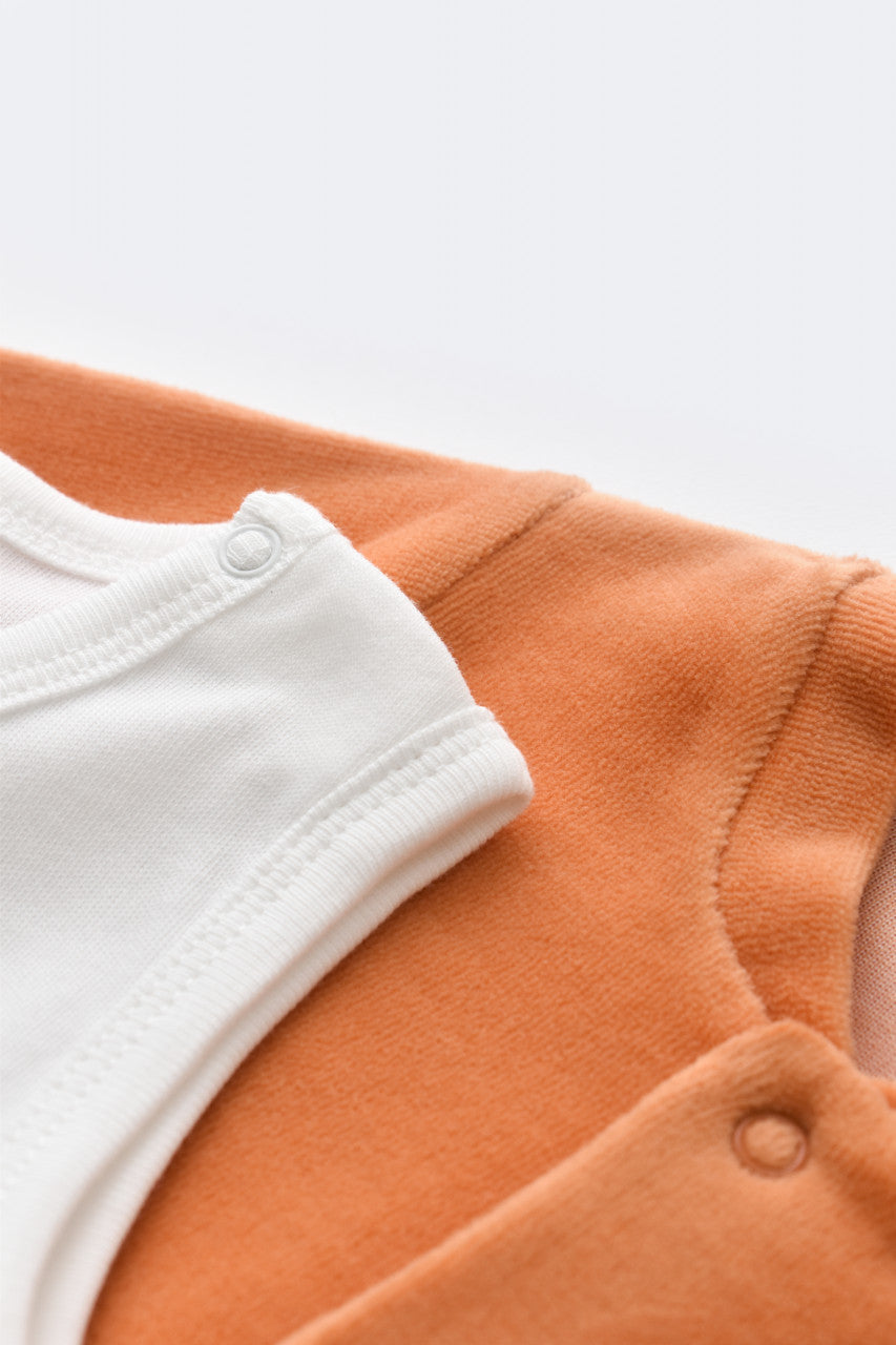 Set Broscuta cu salopeta si body din 80%bumbac organic si 20% poliester - , BabyCosy