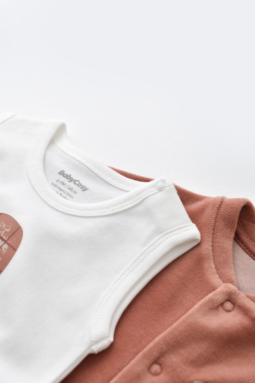 Set Broscuta cu salopeta si body din 80%bumbac organic si 20% poliester - , BabyCosy