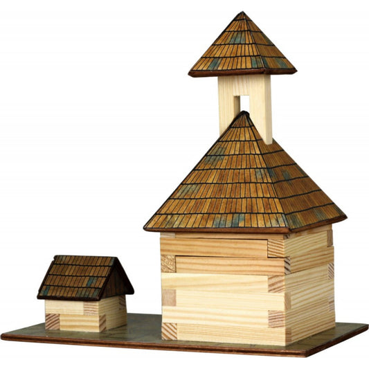 Set constructie arhitectura Clopotnita, 68 piese din lemn, Walachia - Imagine 2