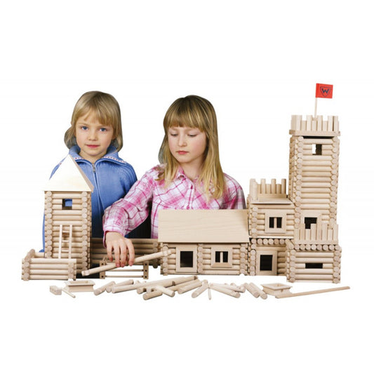 Set constructie arhitectura Vario Box, 450 piese din lemn (VARIO + XL + FORT), Walachia - Imagine 2