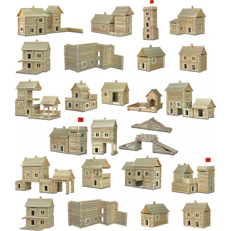 Set constructie arhitectura Vario Massive, 209 piese mari din lemn, Walachia