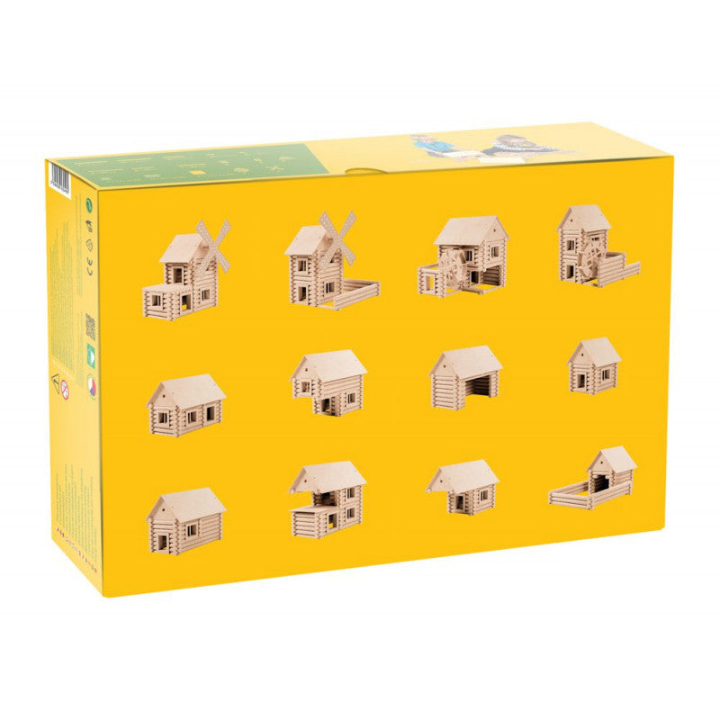 Set constructie arhitectura Vario Mill, 122 piese mari din lemn, Walachia