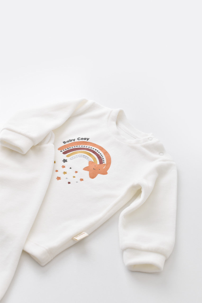 Set Curcubeu cu bluzita cu maneca lunga si pantaloni lungi din 80%bumbac organic si 20% poliester - , BabyCosy