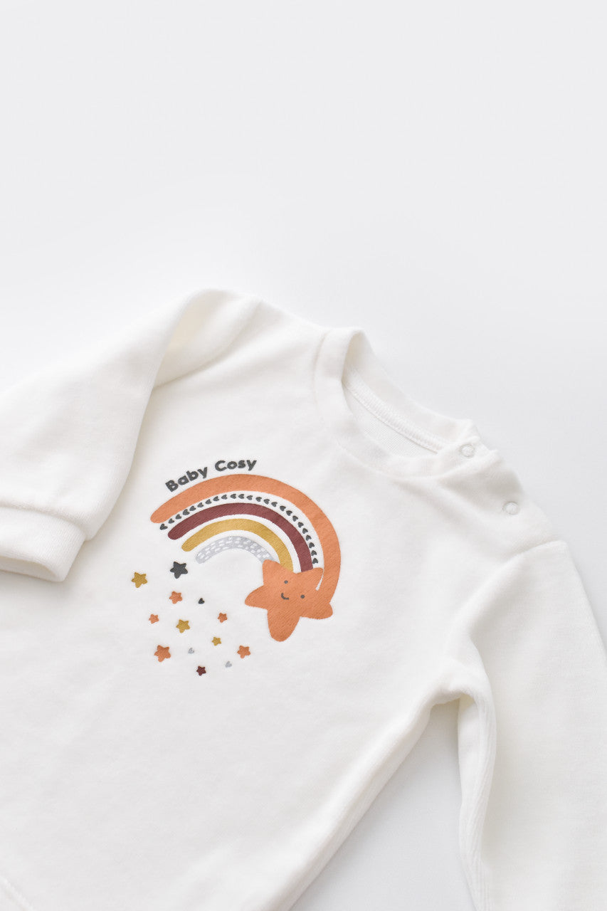 Set Curcubeu cu bluzita cu maneca lunga si pantaloni lungi din 80%bumbac organic si 20% poliester - , BabyCosy