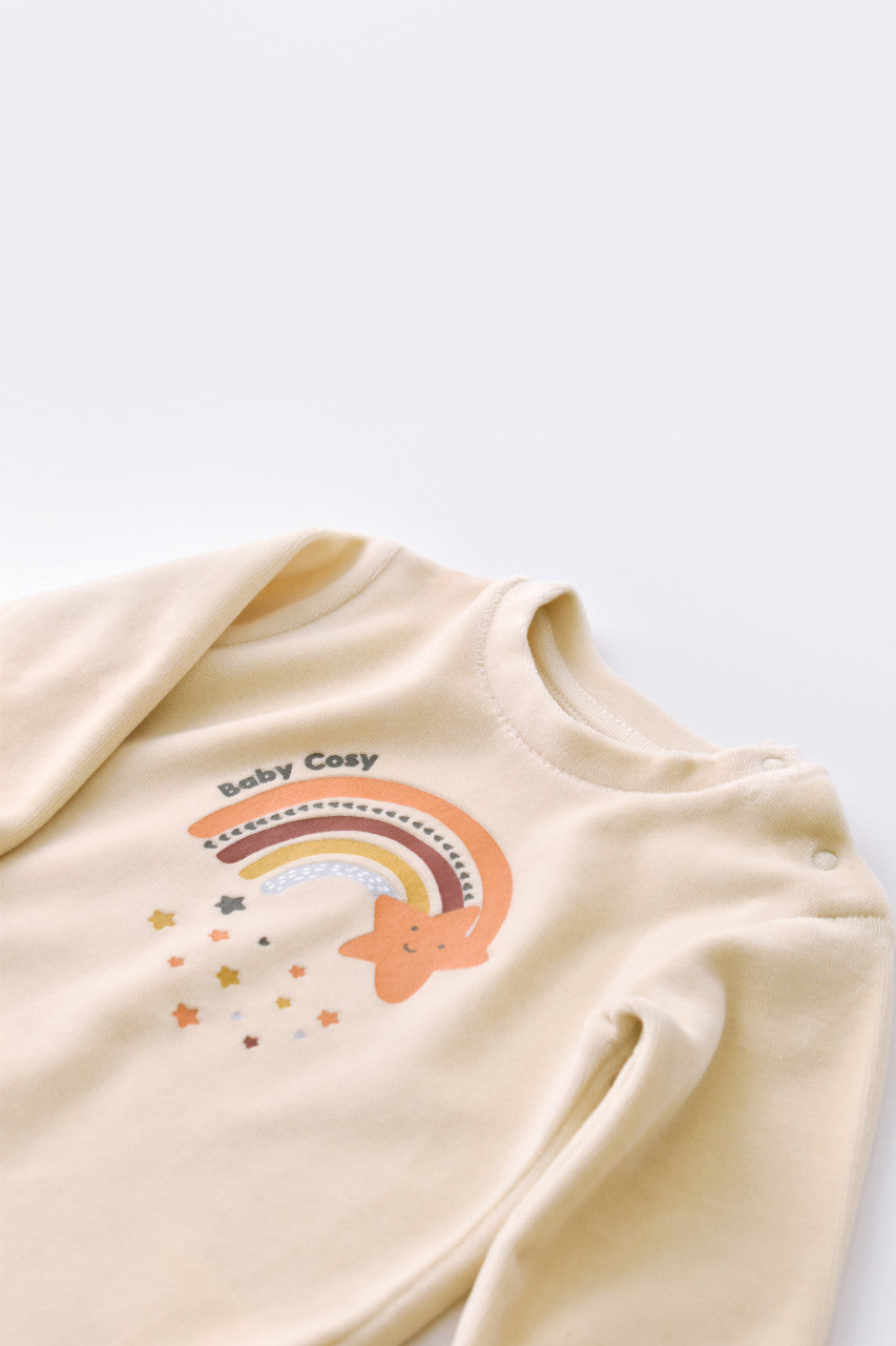 Set Curcubeu cu bluzita cu maneca lunga si pantaloni lungi din 80%bumbac organic si 20% poliester - , BabyCosy