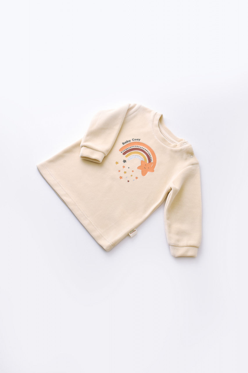 Set Curcubeu cu bluzita cu maneca lunga si pantaloni lungi din 80%bumbac organic si 20% poliester - , BabyCosy