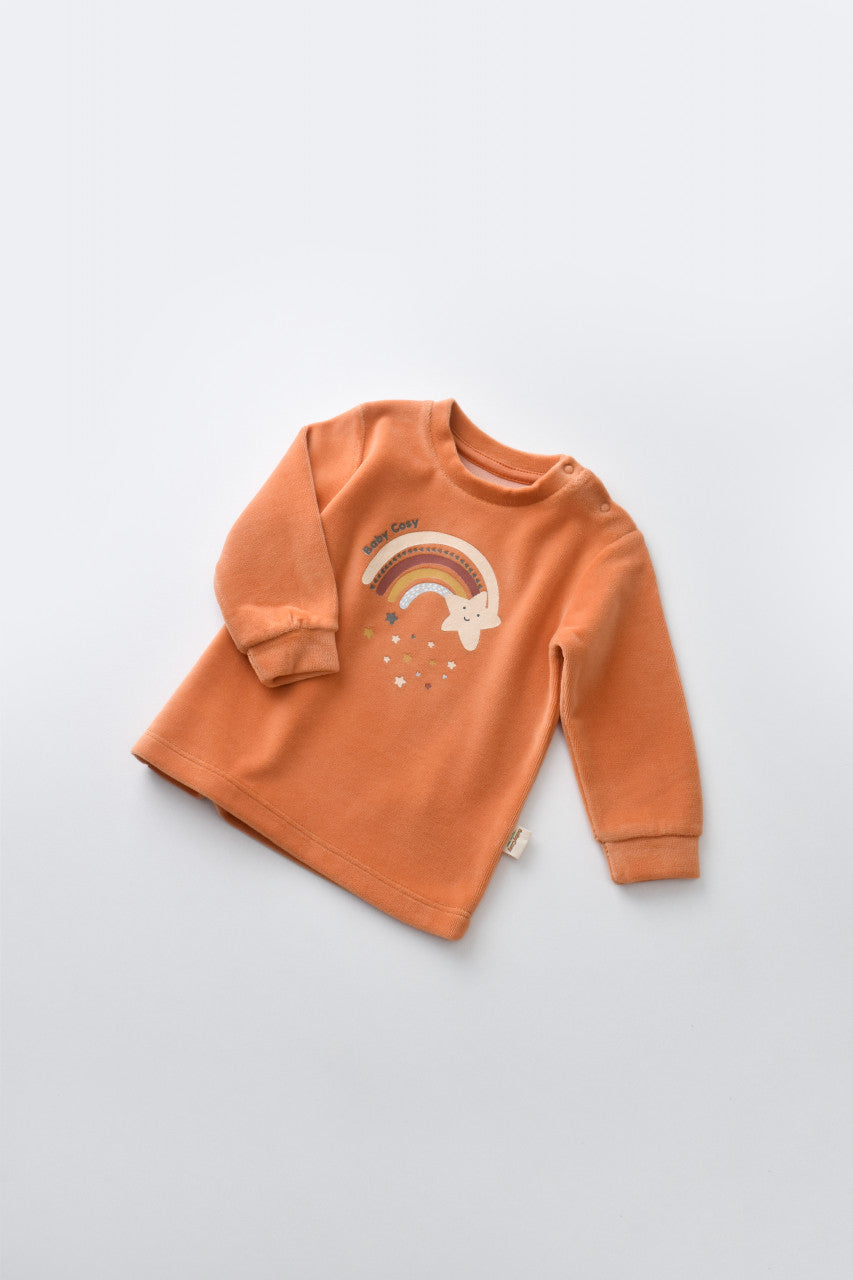 Set Curcubeu cu bluzita cu maneca lunga si pantaloni lungi din 80%bumbac organic si 20% poliester - , BabyCosy