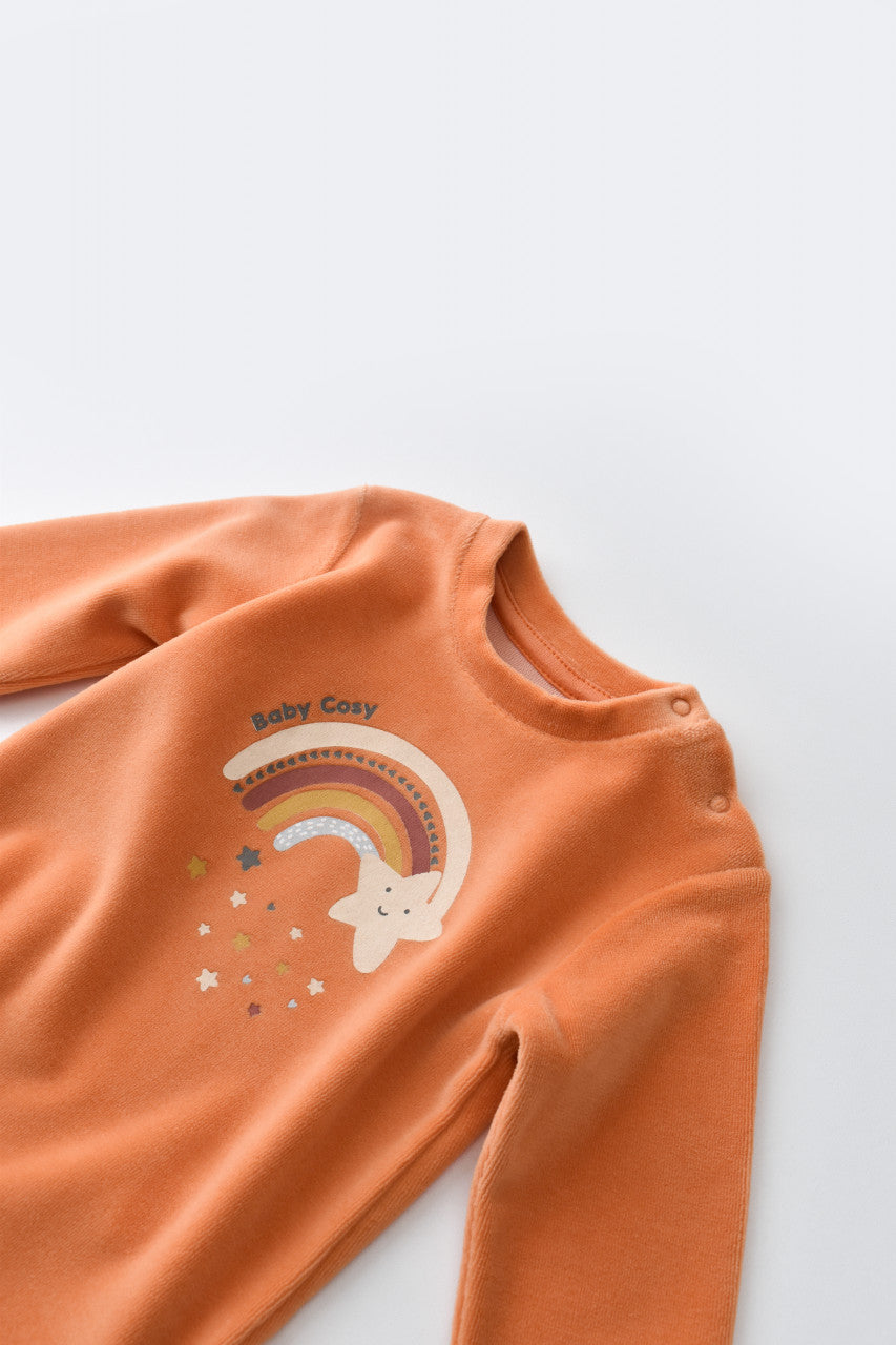 Set Curcubeu cu bluzita cu maneca lunga si pantaloni lungi din 80%bumbac organic si 20% poliester - , BabyCosy