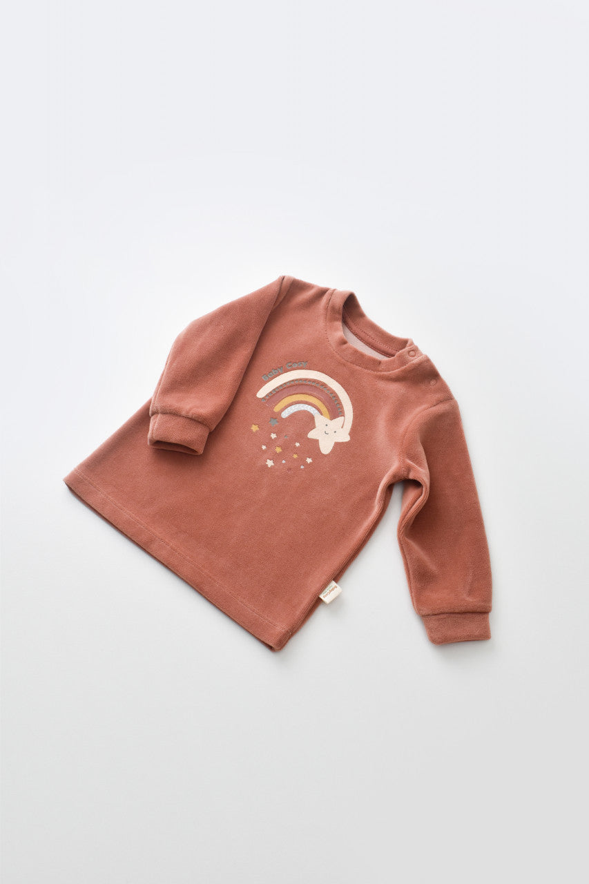 Set Curcubeu cu bluzita cu maneca lunga si pantaloni lungi din 80%bumbac organic si 20% poliester - , BabyCosy