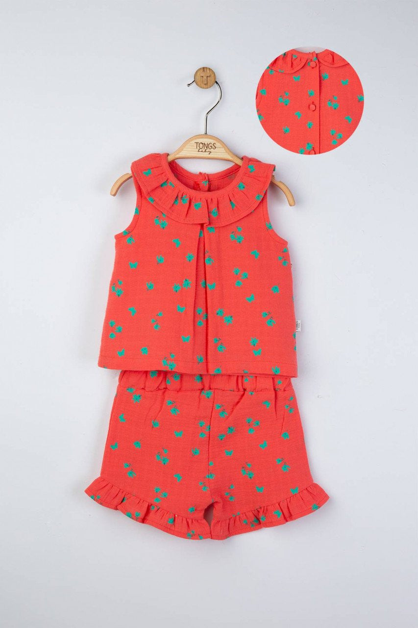 Set elegant bluzita de vara cu pantalonasi pentru fetite Ciucurasi, Tongs baby