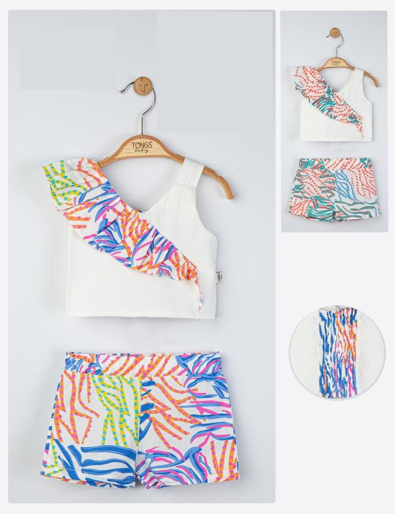 Set elegant bluzita de vara cu pantalonasi pentru fetite Ciucurasi, Tongs baby