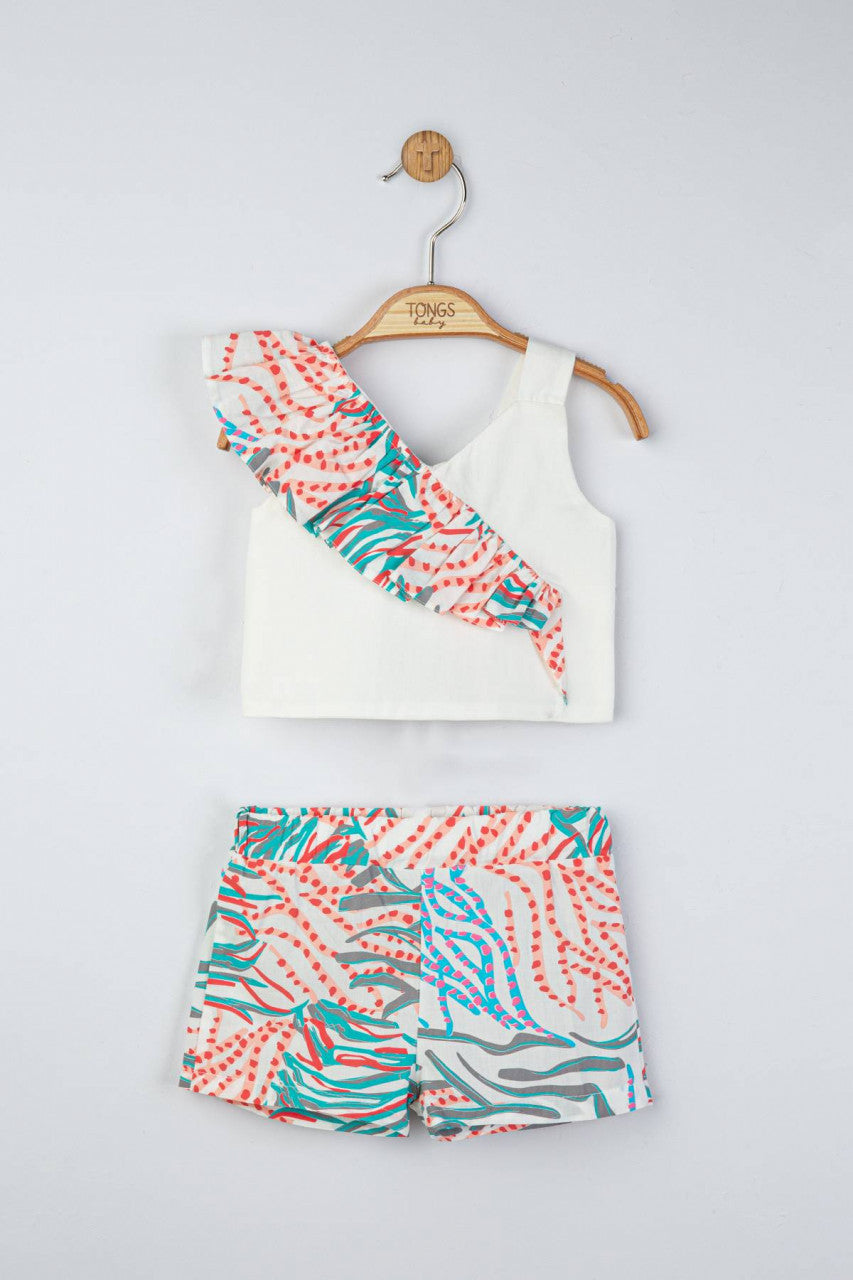 Set elegant bluzita de vara cu pantalonasi pentru fetite Ciucurasi, Tongs baby