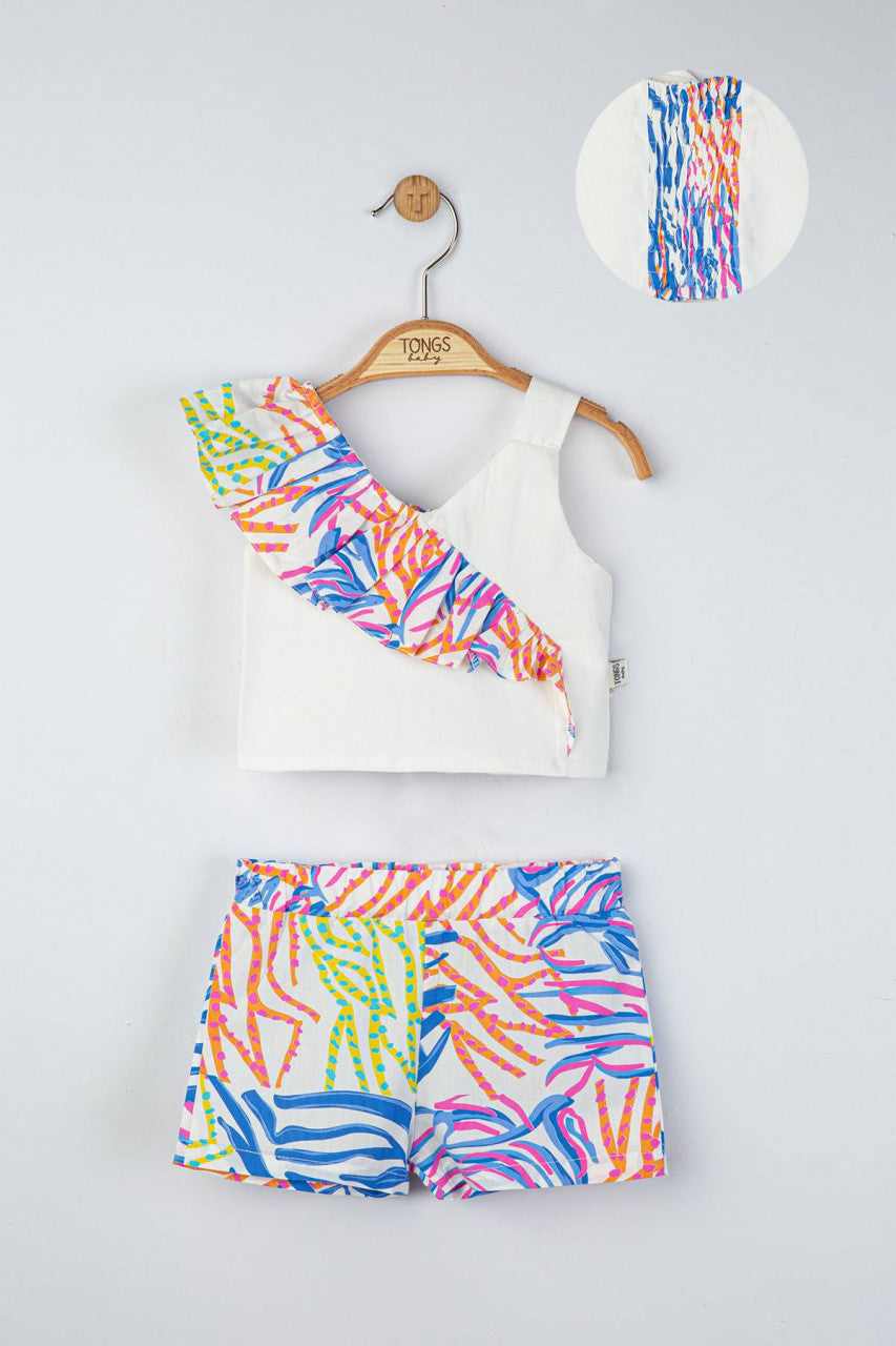 Set elegant bluzita de vara cu pantalonasi pentru fetite Ciucurasi, Tongs baby