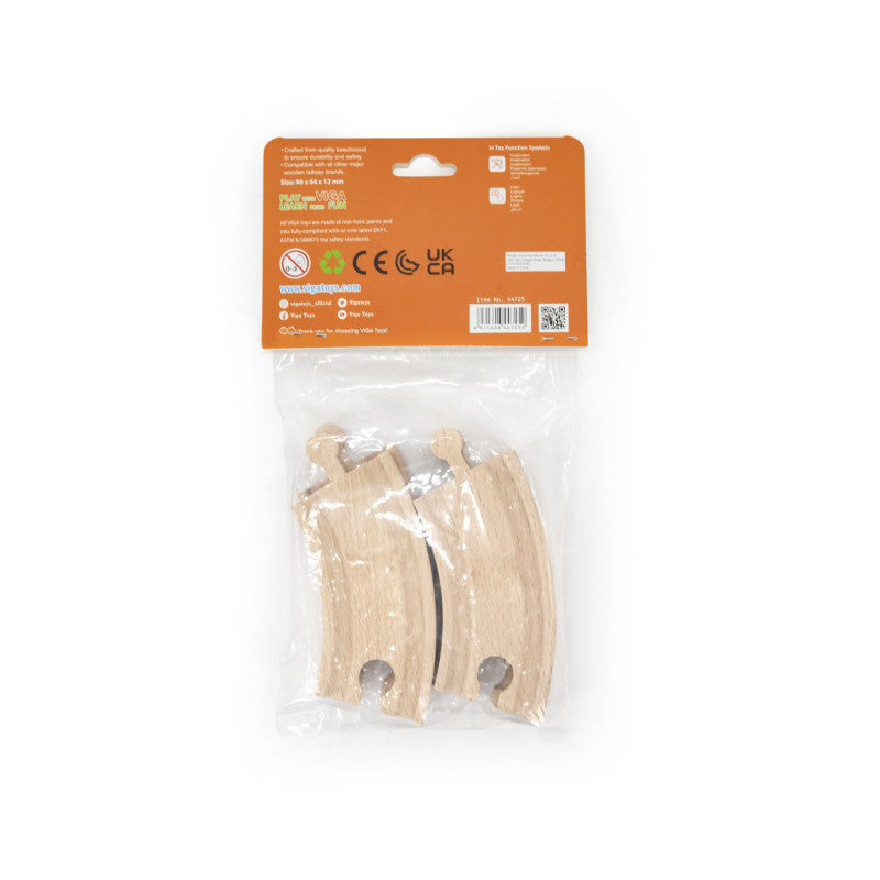 Set extensii sine din lemn mini curbate pentru trenulete, 4 buc,Viga - Imagine 2