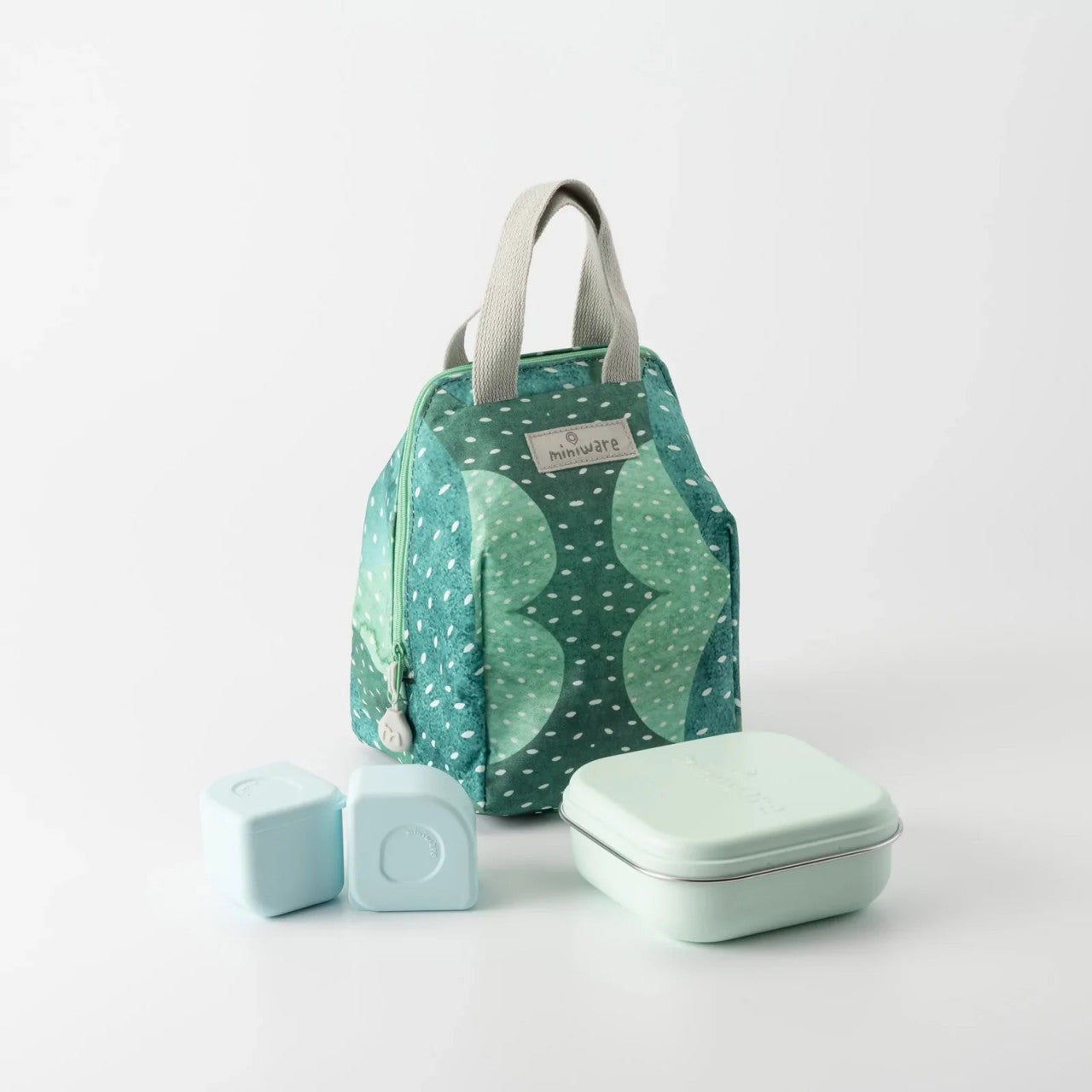 Set geanta termoizolanta Mealtote cu cutie Grow bento, Miniware Ready Go! Bento, 4 piese, Prickly Pear