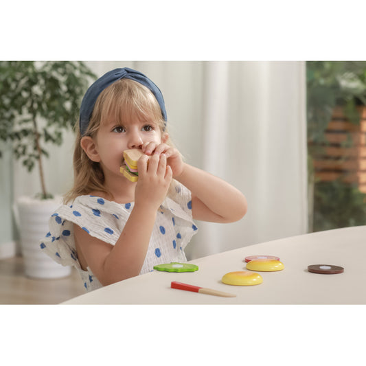 Set hamburger si sandvis din lemn, Viga - Imagine 6