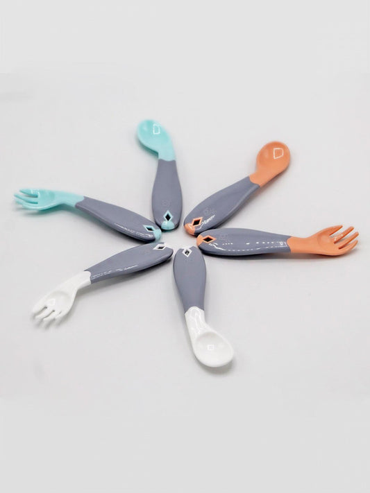 Set lingurita si furculita cu maner gri BabyJem - 3 culori disponibile - Imagine 2