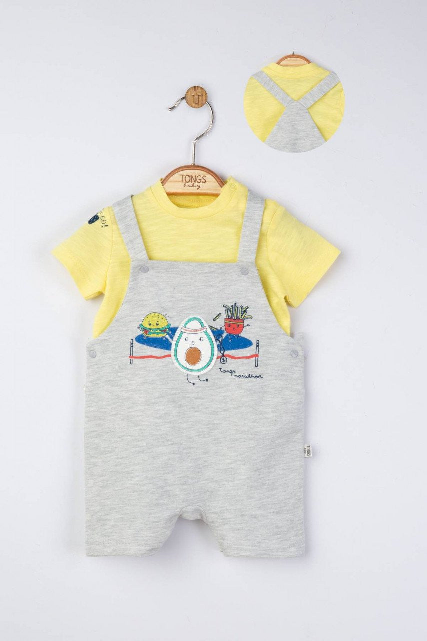 Set salopeta cu tricou Great detectives pentru bebelusi, Tongs baby