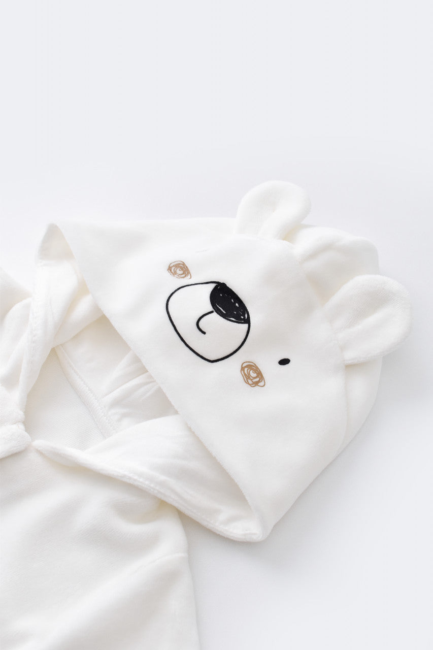 Set Ursulet cu bluzita cu fermoar si gluga si pantaloni lungi din 80%bumbac organic si 20% poliester - , BabyCosy