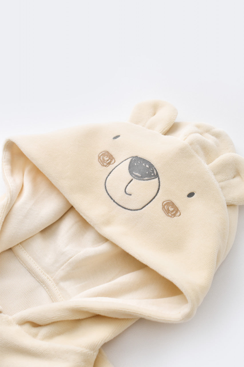 Set Ursulet cu bluzita cu fermoar si gluga si pantaloni lungi din 80%bumbac organic si 20% poliester - , BabyCosy