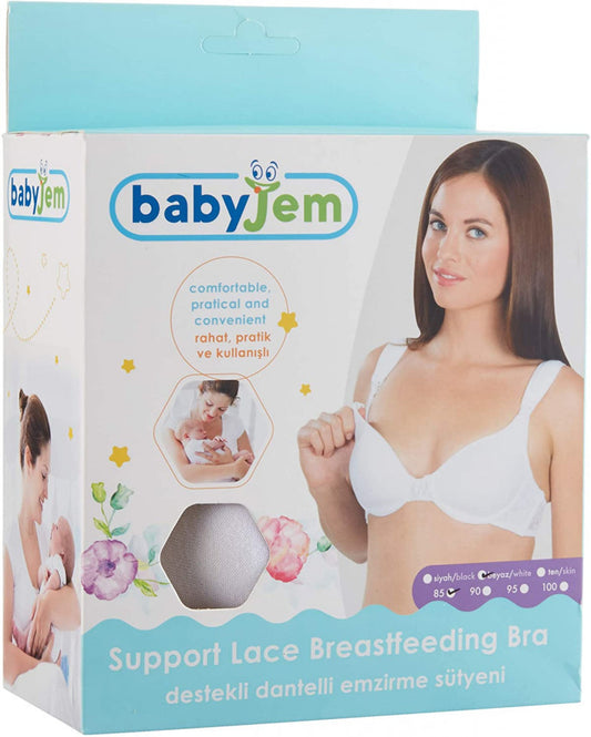Sutien pentru alaptat cu dantela BabyJem (Culoare: Alb, Marime: 100) - Imagine 3