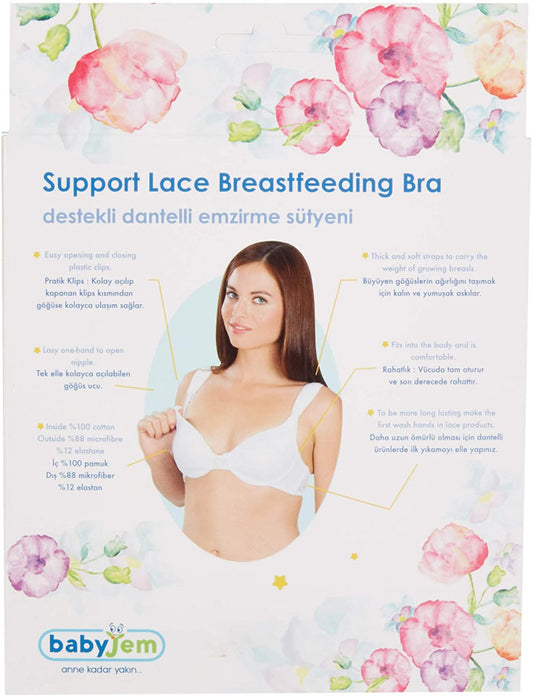 Sutien pentru alaptat cu dantela BabyJem (Culoare: Alb, Marime: 100) - Imagine 4