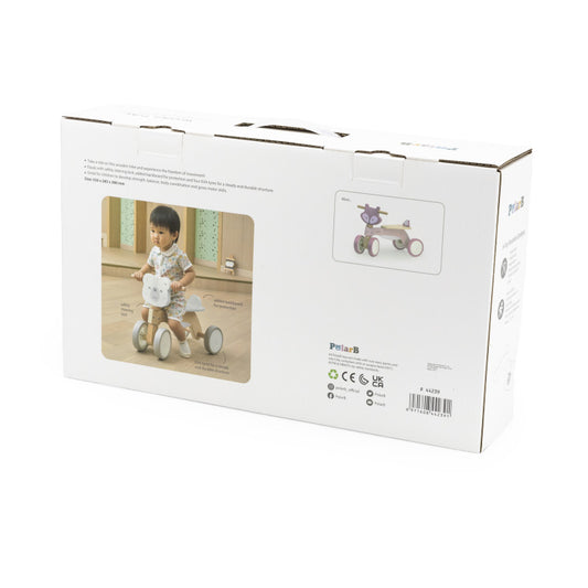 Tricicleta din lemn PolarB Viga - Urs polar, roz - Imagine 4