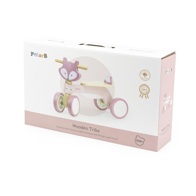 Tricicleta roz din lemn - Vulpe, PolarB Viga