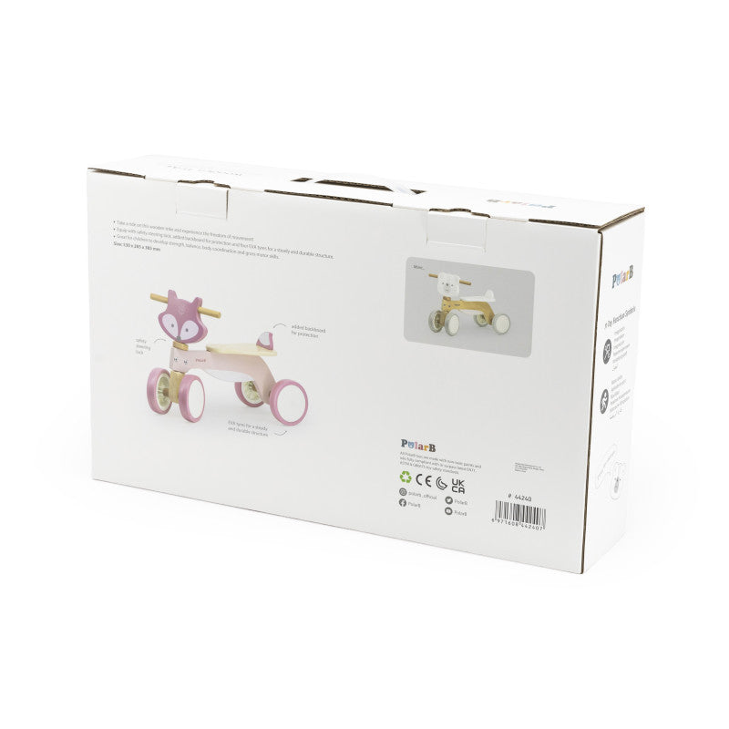 Tricicleta roz din lemn - Vulpe, PolarB Viga
