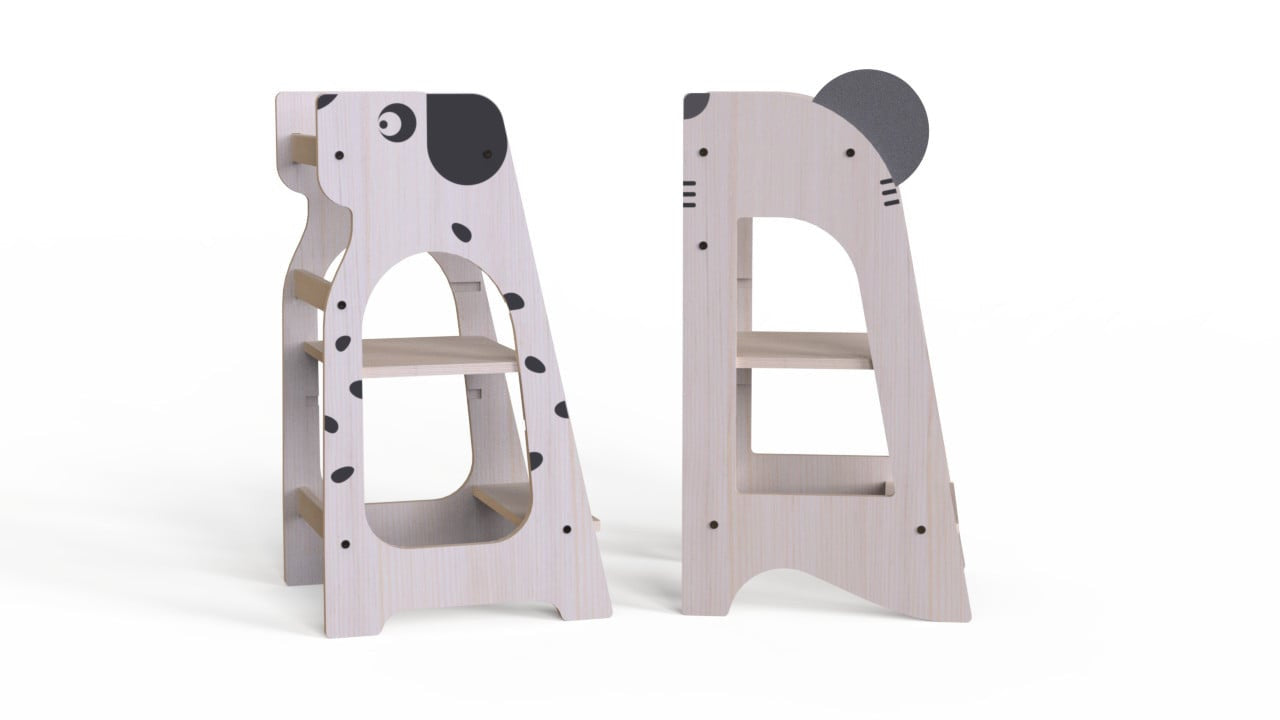 Turn de invatare MamaToyz Learning Tower din lemn, Catelus - Imagine 7