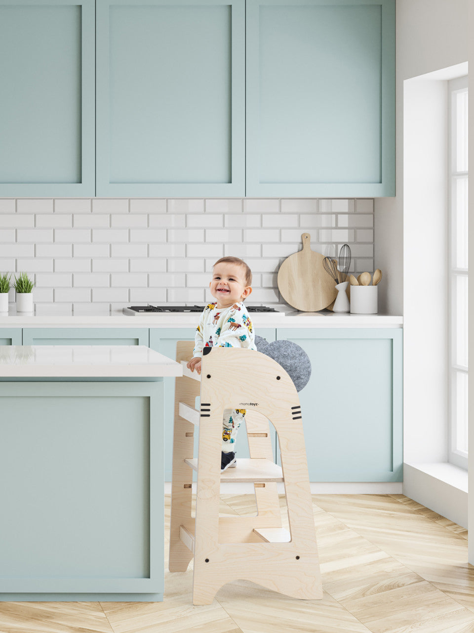 Turn de invatare MamaToyz Learning Tower din lemn, Soricel