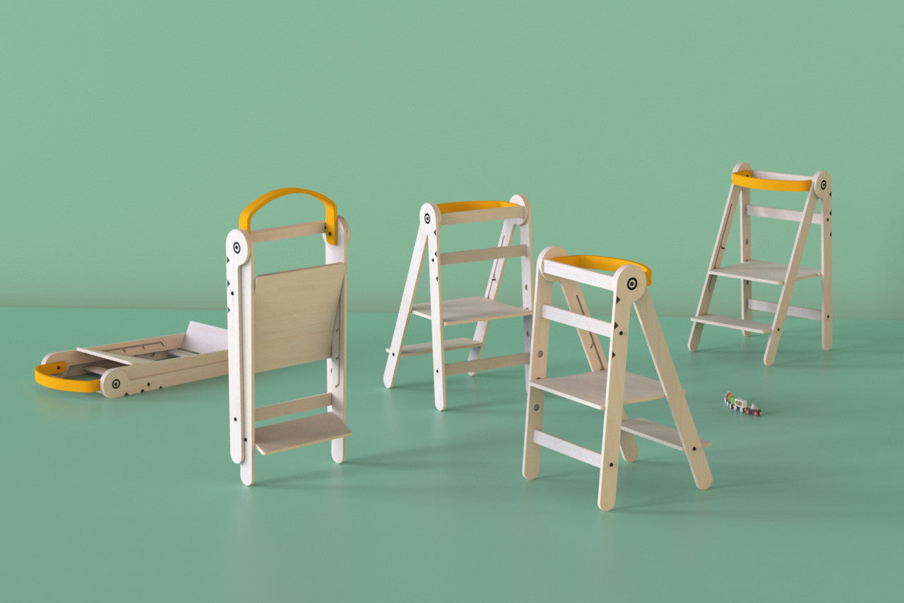 Turn de invatare pliabil MamaToyz Learning Tower din lemn, Galben