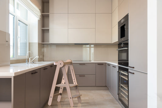 Turn de invatare pliabil MamaToyz Learning Tower din lemn, Natur - Imagine 6